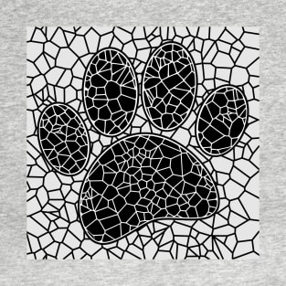 Mosaic Art Dog Paw Print In Black And White T-Shirt